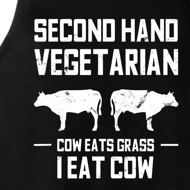 Meat Lover Funny Ketogenic Carnivore Beef Love Ladies Tri-Blend Wicking Tank