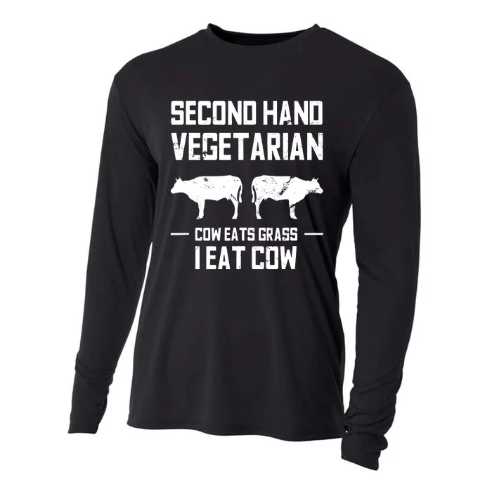 Meat Lover Funny Ketogenic Carnivore Beef Love Cooling Performance Long Sleeve Crew