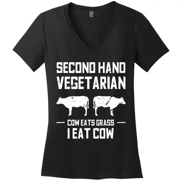 Meat Lover Funny Ketogenic Carnivore Beef Love Women's V-Neck T-Shirt