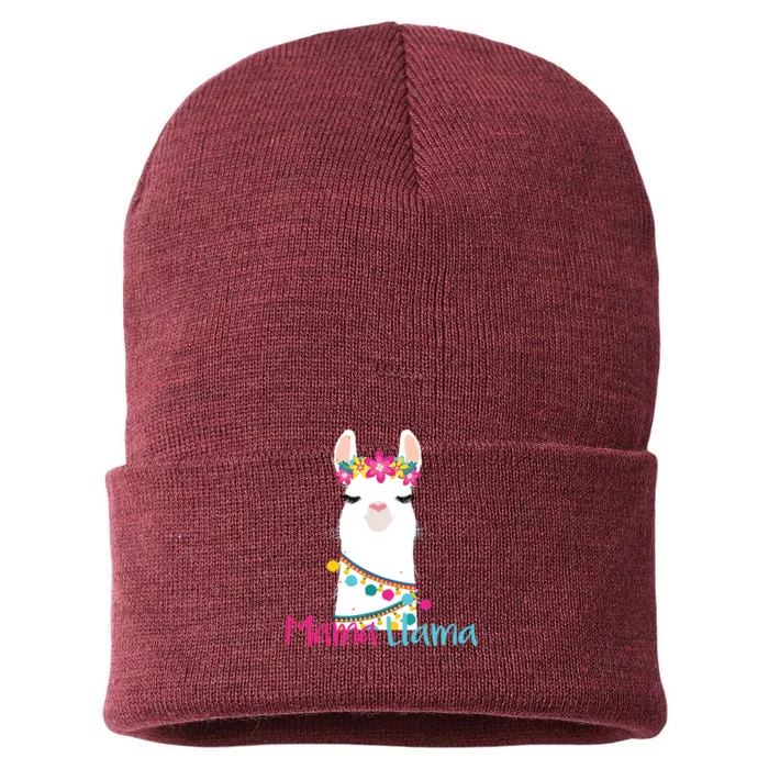 Mama Llama Funny Mothers Day Women Mom Birthday Sustainable Knit Beanie