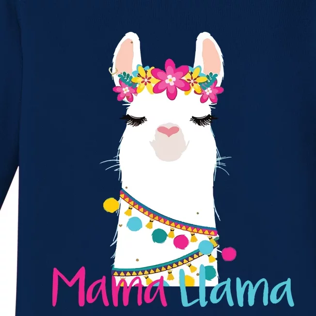 Mama Llama Funny Mothers Day Women Mom Birthday Baby Long Sleeve Bodysuit