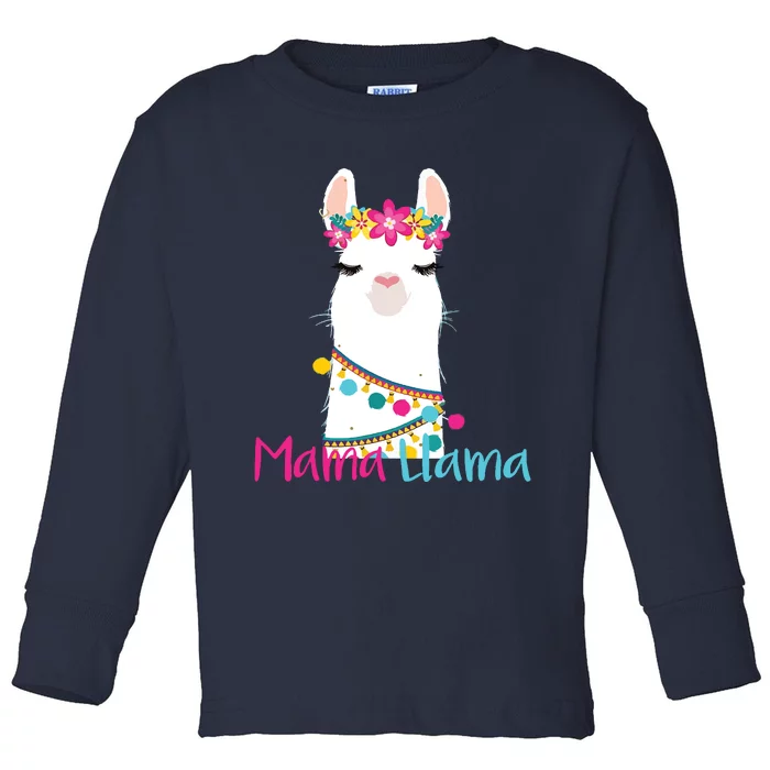 Mama Llama Funny Mothers Day Women Mom Birthday Toddler Long Sleeve Shirt