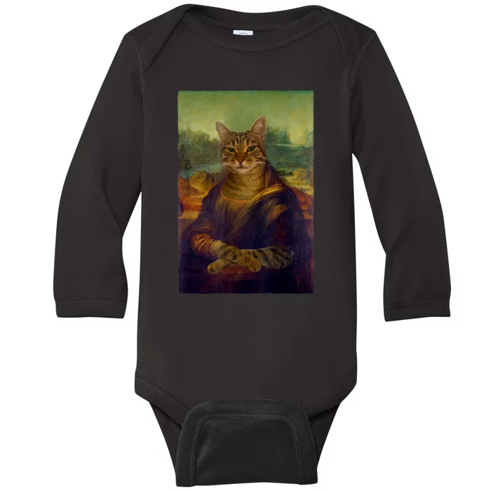 Meowing Lisa Funny Cat Cat Art Cat Lover Cat Owner Baby Long Sleeve Bodysuit