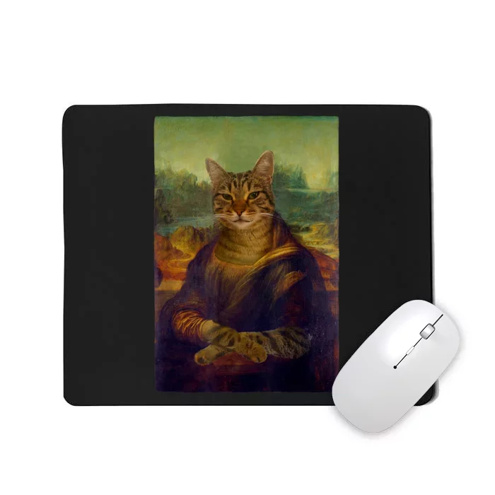 Meowing Lisa Funny Cat Cat Art Cat Lover Cat Owner Mousepad