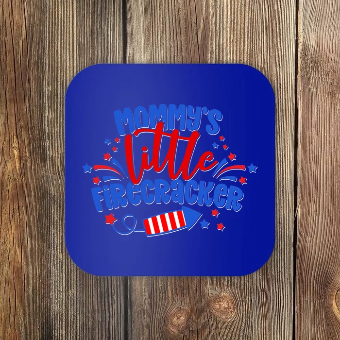 Mommys Little Firecracker 4th Of July American Mom Usa Flag Gift Coaster