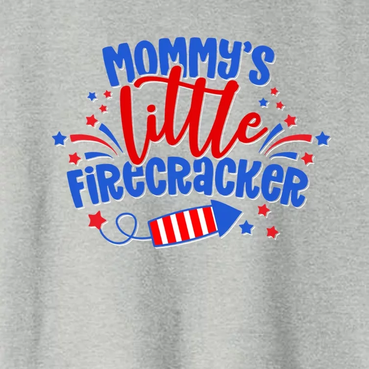 Mommys Little Firecracker 4th Of July American Mom Usa Flag Gift Women's Crop Top Tee