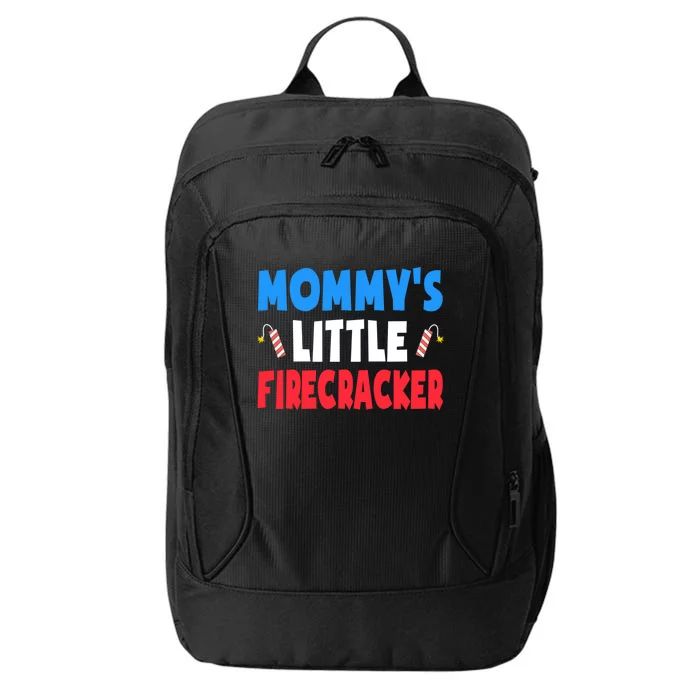 Mommys Little Firecracker 4th Of July Gift Son Great Gift City Backpack