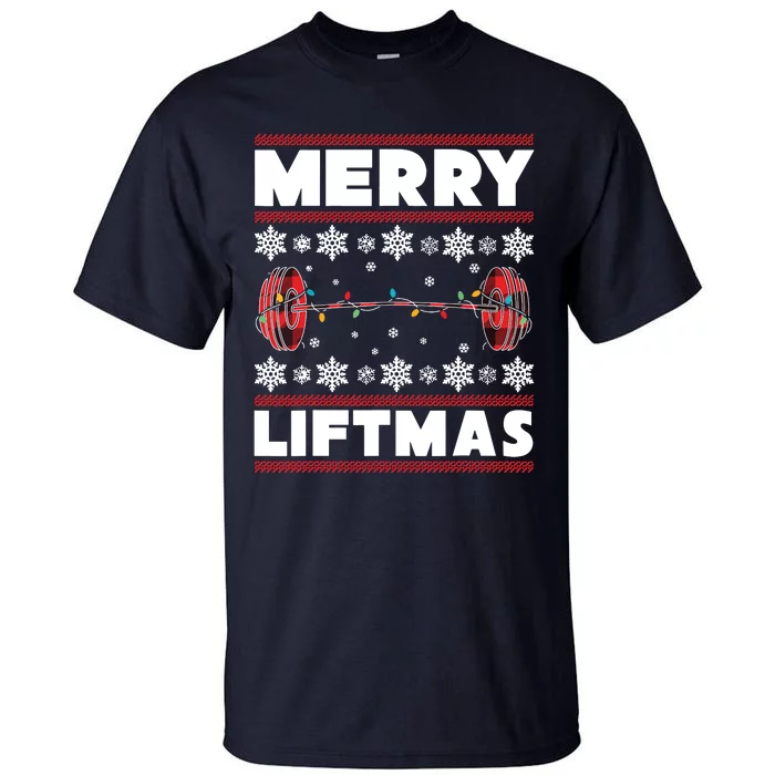 Merry Liftmas Funny Christmas Gym Workout Fitness Gift Tall T-Shirt