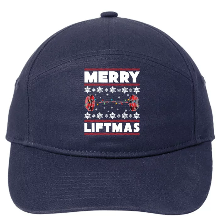 Merry Liftmas Funny Christmas Gym Workout Fitness Gift 7-Panel Snapback Hat