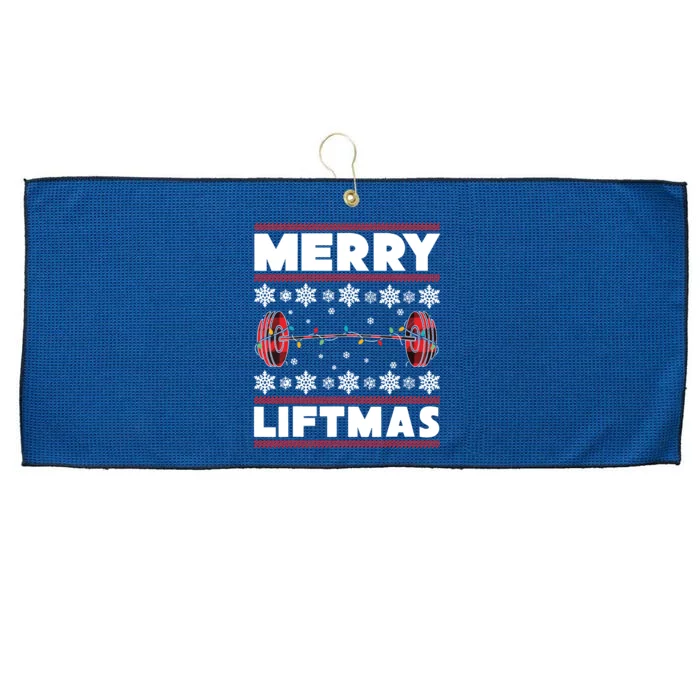 Merry Liftmas Funny Christmas Gym Workout Fitness Gift Large Microfiber Waffle Golf Towel