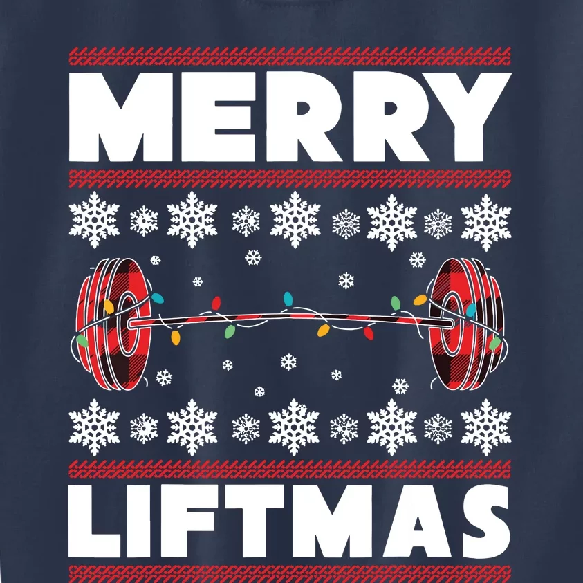 Merry Liftmas Funny Christmas Gym Workout Fitness Gift Kids Sweatshirt