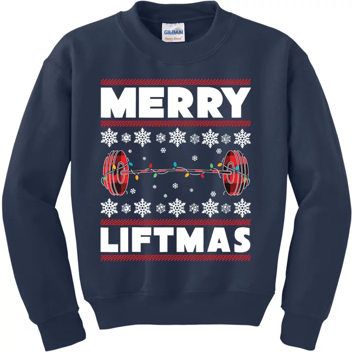 Merry Liftmas Funny Christmas Gym Workout Fitness Gift Kids Sweatshirt