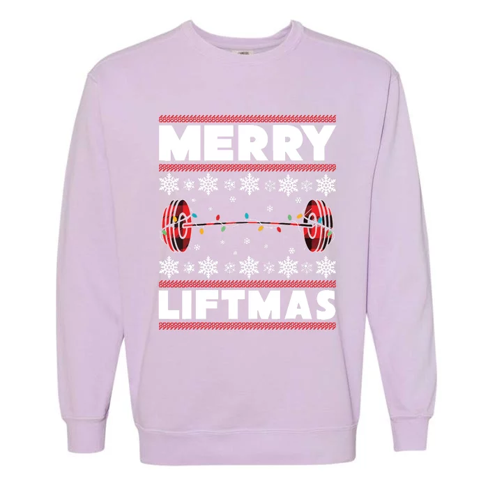 Merry Liftmas Funny Christmas Gym Workout Fitness Gift Garment-Dyed Sweatshirt