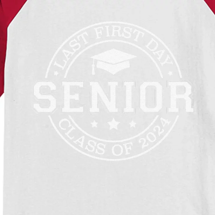 My Last First Day Senior Back To School 2024 Class Of 2024 Kids Colorblock Raglan Jersey