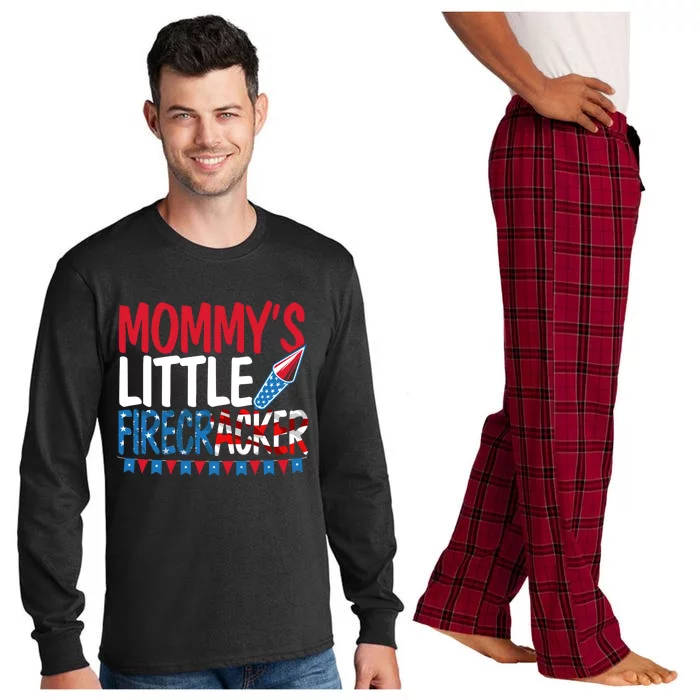 Mommys Little Firecracker 4th Of July Usa Patriotic Gift Long Sleeve Pajama Set