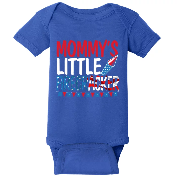 Mommys Little Firecracker 4th Of July Usa Patriotic Gift Baby Bodysuit