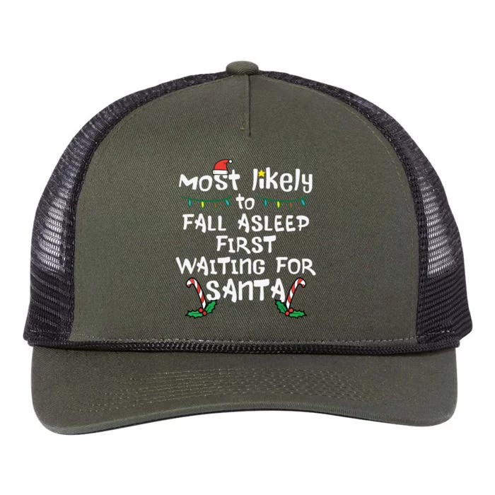 Most Likely Fall Asleep Santa Christmas Xmas Family Matching Retro Rope Trucker Hat Cap