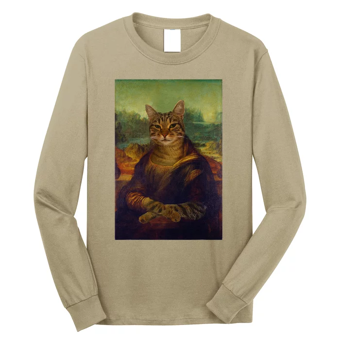 Meowing Lisa Funny Cat Cat Art Cat Lover Cat Owner Long Sleeve Shirt