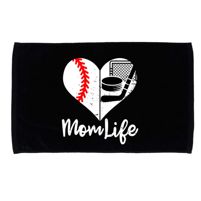 Mom Life Funny Baseball Hockey Mom Gift Microfiber Hand Towel