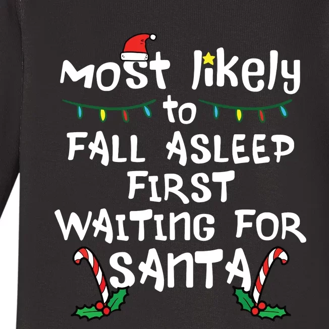 Most Likely Fall Asleep Santa Christmas Xmas Family Matching Baby Long Sleeve Bodysuit