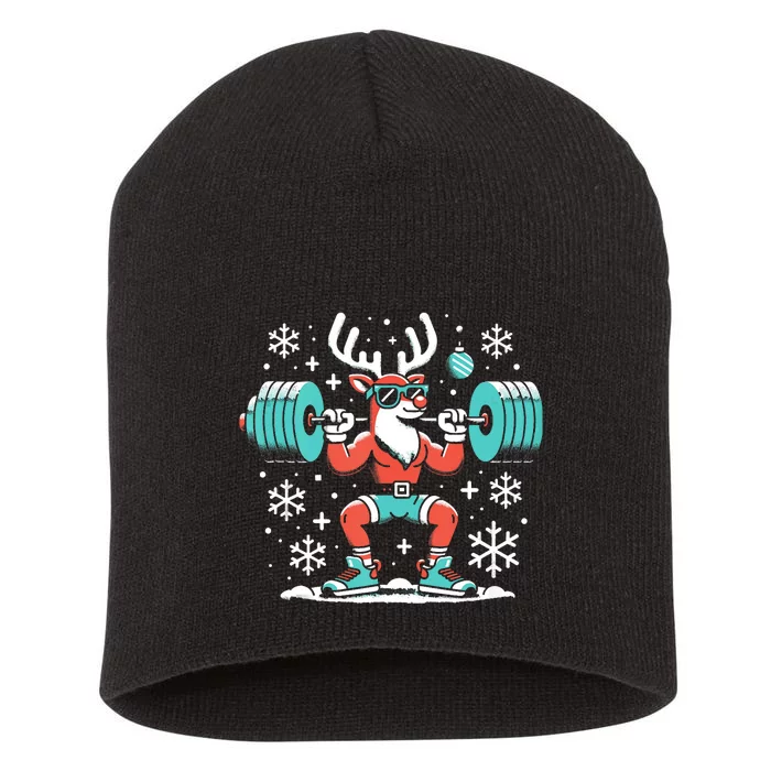 Merry Liftmas Fitness Reindeer Christmas Tank Top Short Acrylic Beanie