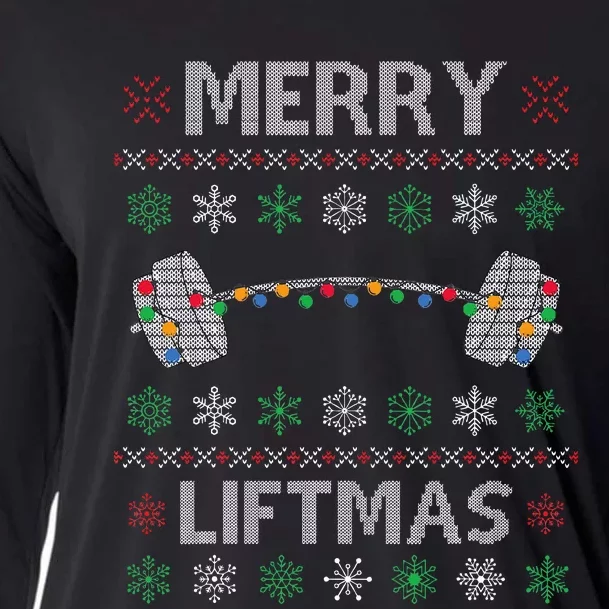 Merry Liftmas Funny Christmas Ugly Gym Workout Fitness Cooling Performance Long Sleeve Crew