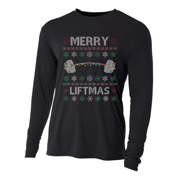 Merry Liftmas Funny Christmas Ugly Gym Workout Fitness Cooling Performance Long Sleeve Crew