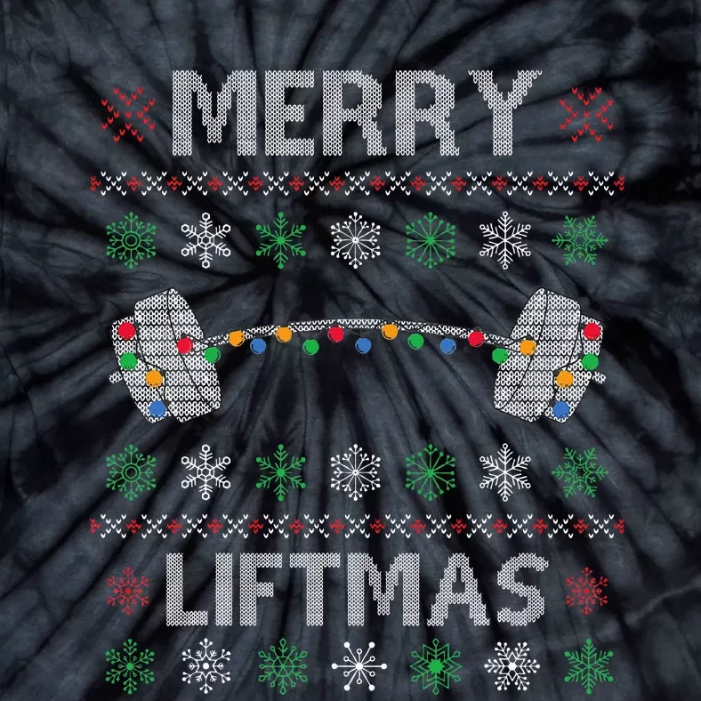 Merry Liftmas Funny Christmas Ugly Gym Workout Fitness Tie-Dye T-Shirt