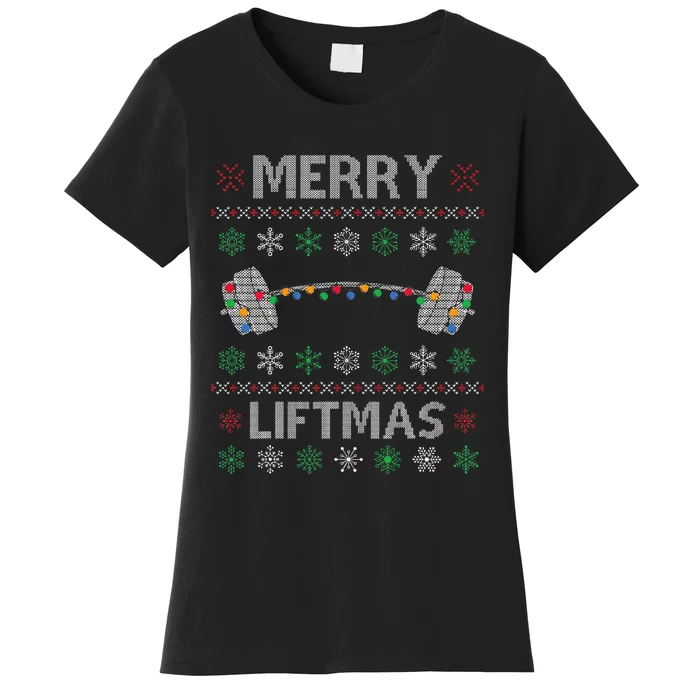 Merry Liftmas Funny Christmas Ugly Gym Workout Fitness Women's T-Shirt