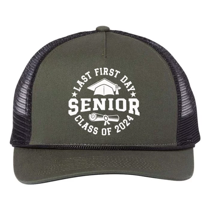 My Last First Day Senior Back To School Class Of 2024 Retro Rope Trucker Hat Cap