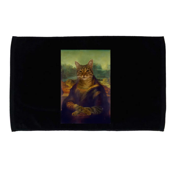 Meowing Lisa Funny Cat Cat Art Cat Lover Cat Owner Microfiber Hand Towel