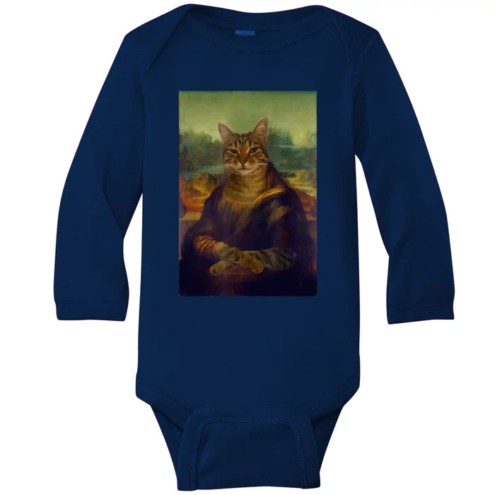 Meowing Lisa Funny Cat Cat Art Cat Lover Cat Owner Baby Long Sleeve Bodysuit