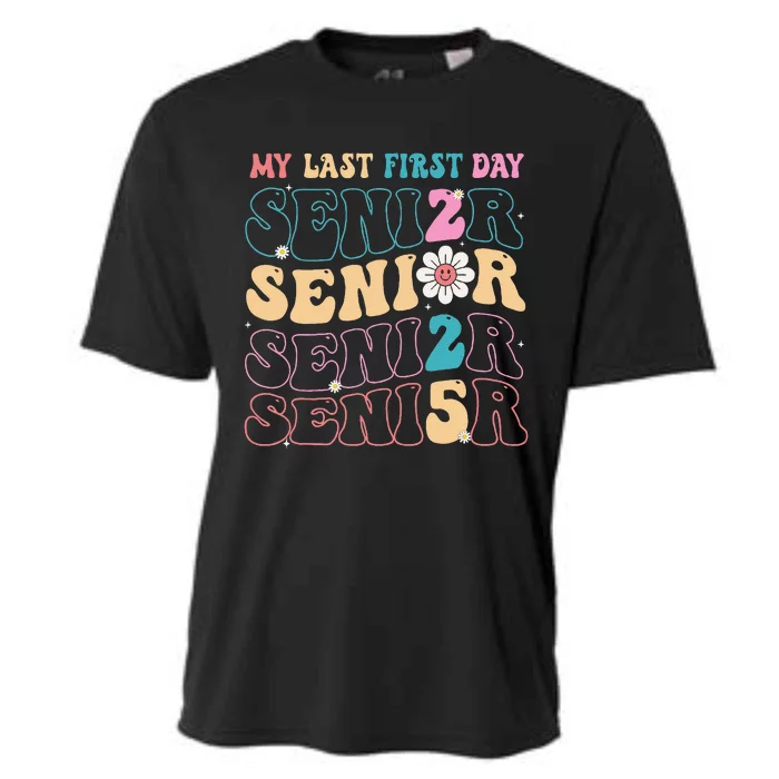 My Last First Day Senior 2025 Back To School Class Groovy Cooling Performance Crew T-Shirt