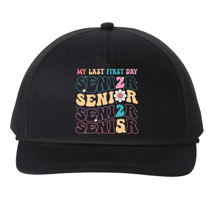 My Last First Day Senior 2025 Back To School Class Groovy Snapback Five-Panel Rope Hat