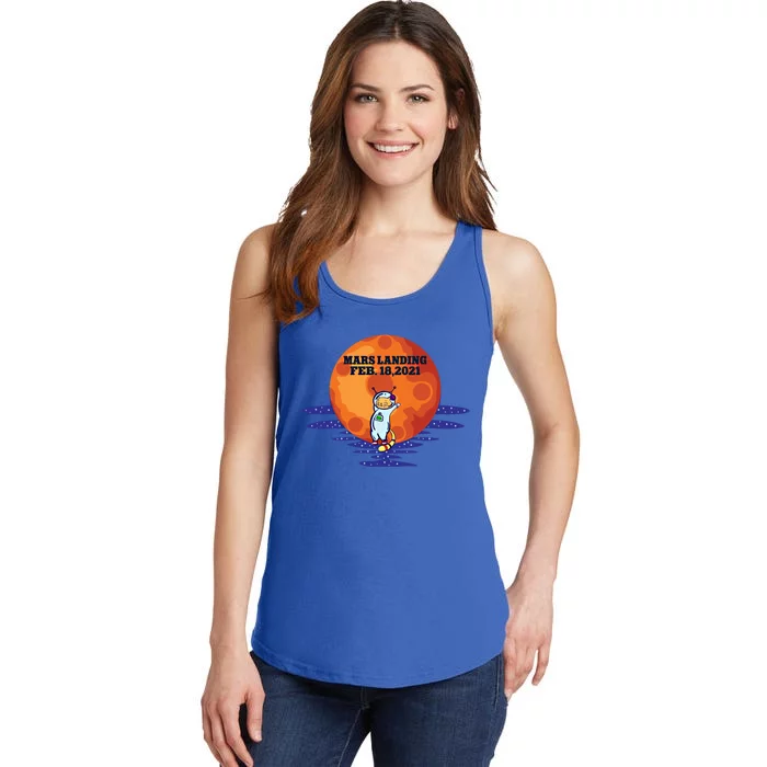 Mars Landing Feb 18 2021 Funny Cat Astronaut Graphic Space Funny Gift Ladies Essential Tank