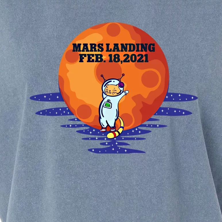 Mars Landing Feb 18 2021 Funny Cat Astronaut Graphic Space Funny Gift Garment-Dyed Women's Muscle Tee