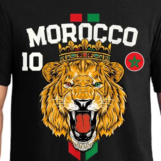 Morocco Lion Flag Sport Soccer Jersey Tee Football Proud Pajama Set