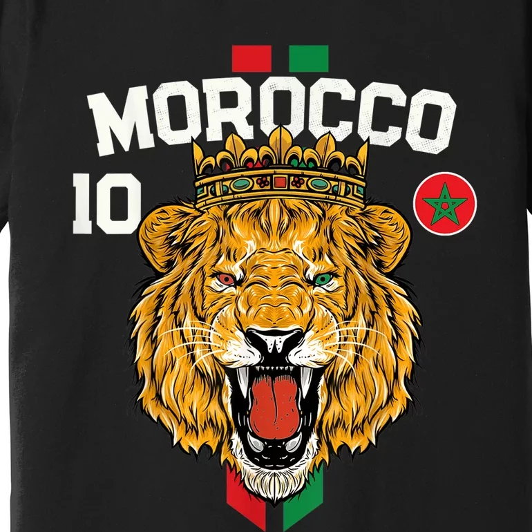 Morocco Lion Flag Sport Soccer Jersey Tee Football Proud Premium T-Shirt