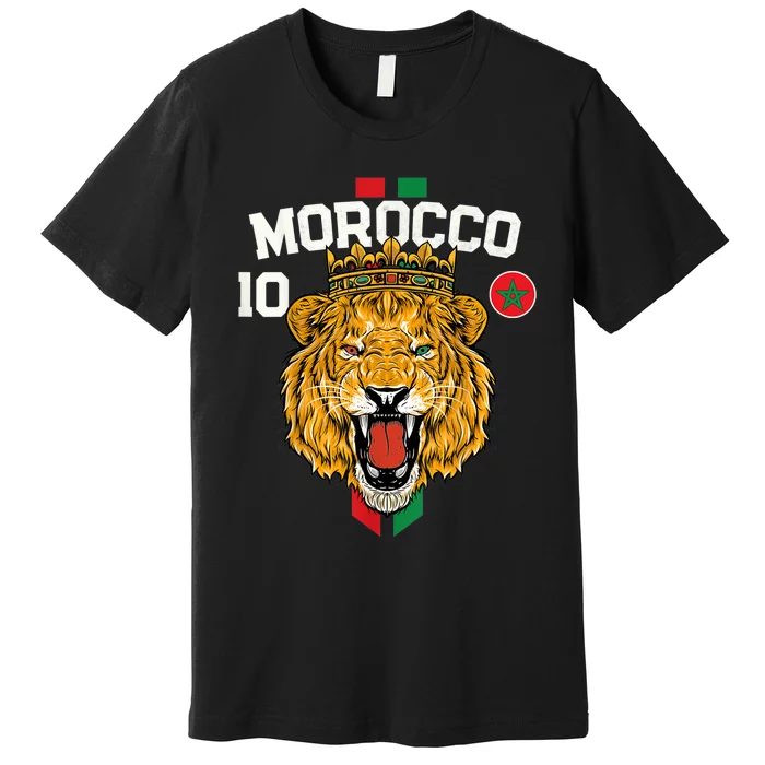 Morocco Lion Flag Sport Soccer Jersey Tee Football Proud Premium T-Shirt