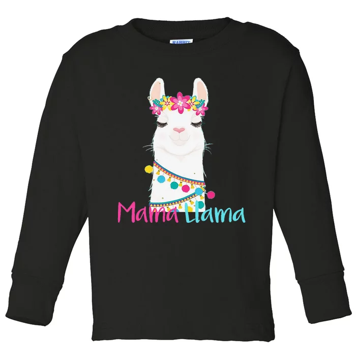 Mama Llama Funny Mother's Day Mom Birthday Toddler Long Sleeve Shirt