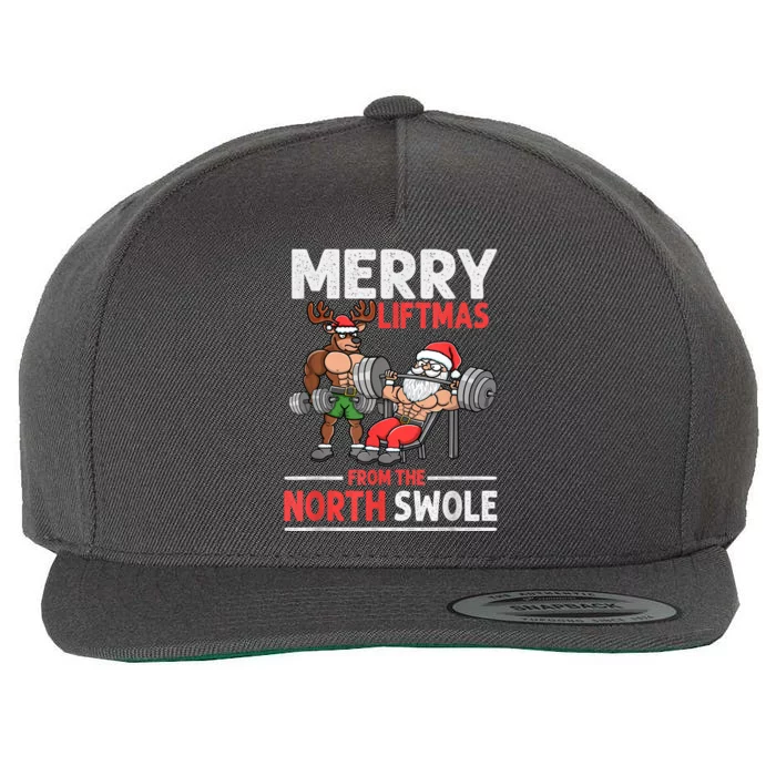 Merry Liftmas From The North Poie Muscle Santa Weightlifting Wool Snapback Cap