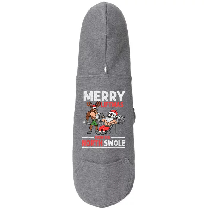 Merry Liftmas From The North Poie Muscle Santa Weightlifting Doggie 3-End Fleece Hoodie