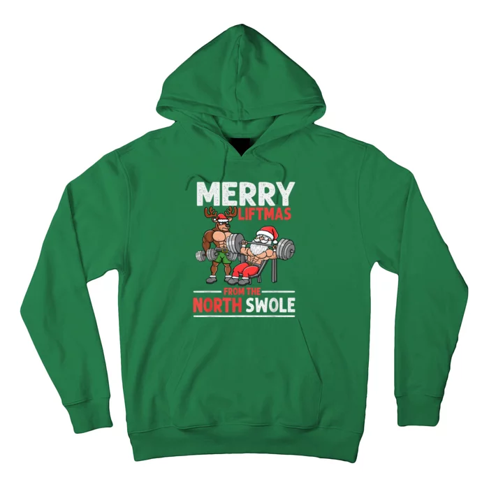 Merry Liftmas From The North Poie Muscle Santa Weightlifting Hoodie