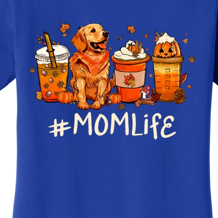 Mom Life Fall Coffee Thanksgiving Pumpkin Autumn Dog Lover Gift Women's T-Shirt