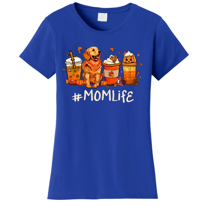 Mom Life Fall Coffee Thanksgiving Pumpkin Autumn Dog Lover Gift Women's T-Shirt