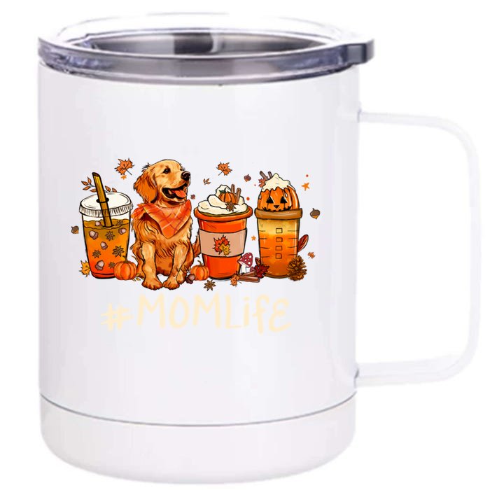 Mom Life Fall Coffee Thanksgiving Pumpkin Autumn Dog Lover Gift Front & Back 12oz Stainless Steel Tumbler Cup