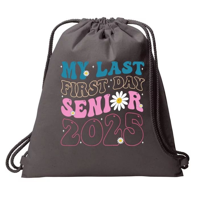 My Last First Day Senior 2025 Daisy Back To School Drawstring Bag