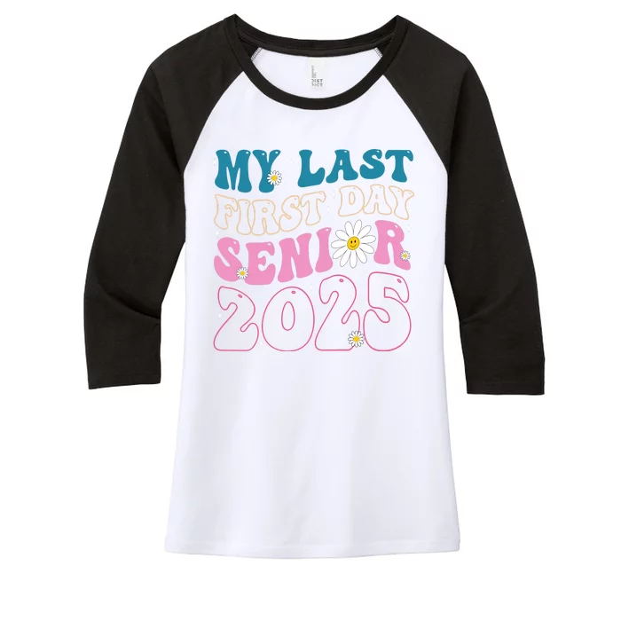 My Last First Day Senior 2025 Daisy Back To School Women's Tri-Blend 3/4-Sleeve Raglan Shirt