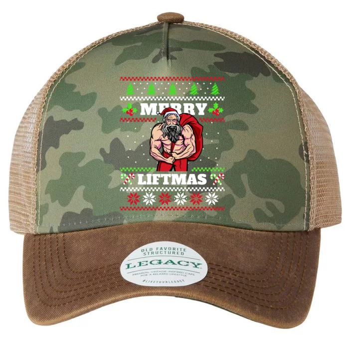 Merry Liftmas Funny Lifting Weights Jacked Santa Claus Ugly Christmas Legacy Tie Dye Trucker Hat