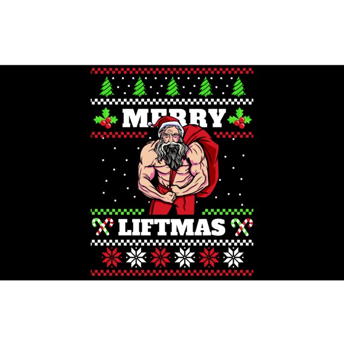 Merry Liftmas Funny Lifting Weights Jacked Santa Claus Ugly Christmas Bumper Sticker